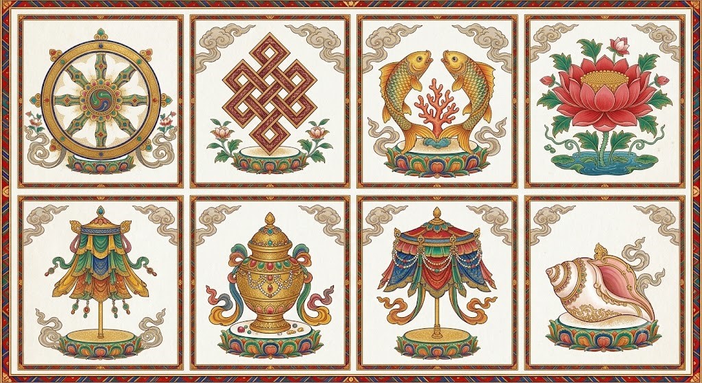 The Eight Auspicious Symbols of Tibetan Buddhism